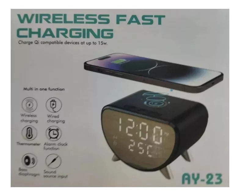 RELOJ DESPERTADOR CON CARGADOR INALAMBRI