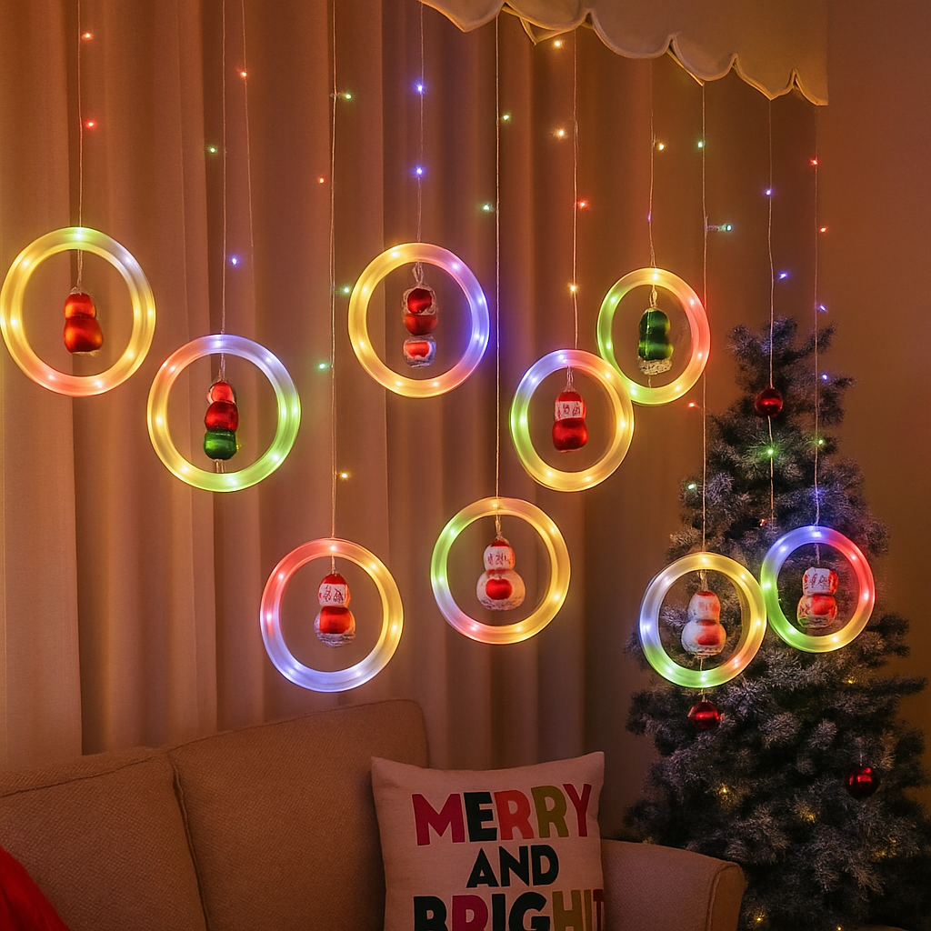 CORTINA NAVIDAD AROS NAVIDEÑOS 3 METROS