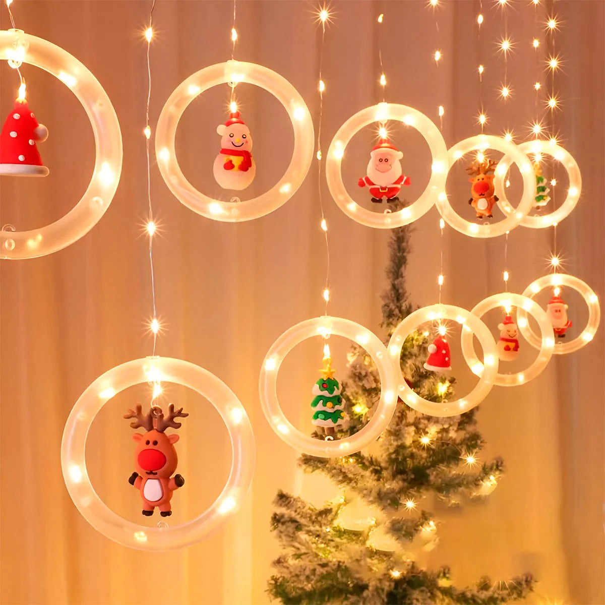 CORTINA NAVIDAD AROS NAVIDEÑOS 3 METROS